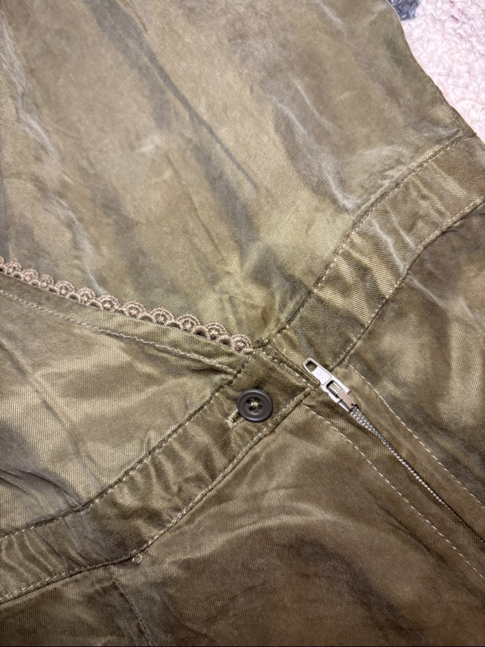 Olive Wide Leg Jumpsuit Sleeveless Deep V Drape - Picture 5 of 11